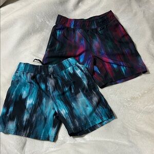 Old Navy Above Knee StretchTech Shorts for Boys - Teal & Multicolor Brushprint